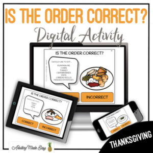 Is The Order Correct? Thanksgiving Dinner Digital Task Cards