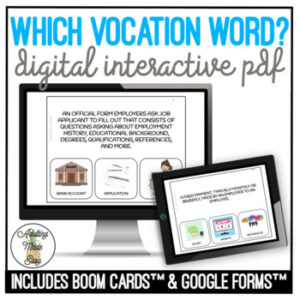 Which Vocation Vocab Word Digital Task Cards