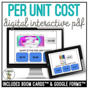 Per Unit Cost Digital Task Cards