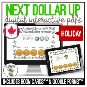 CANADIAN Next Dollar Up Holiday Digital Task Cards