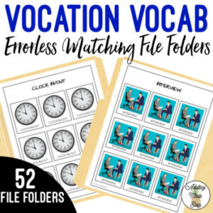 Vocation Vocabulary Errorless Matching File Folders