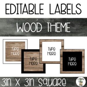 EDITABLE Square Labels - Wood Theme