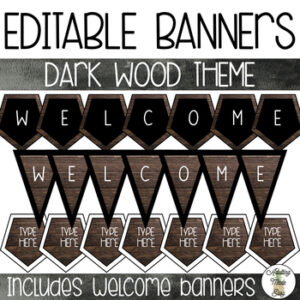EDITABLE Banners - Dark Wood Theme