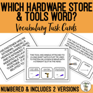Which Hardware Store and Tools Word Task Cards
