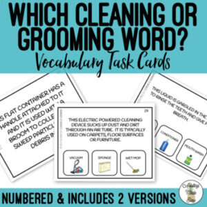 Which Cleaning or Grooming Word Task Cards