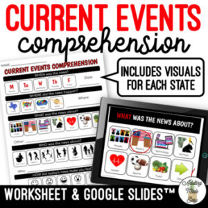 Current Events Comprehension Worksheet & Google Slides