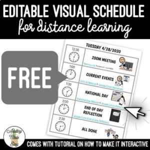 Editable Visual Schedule for Distance Learning