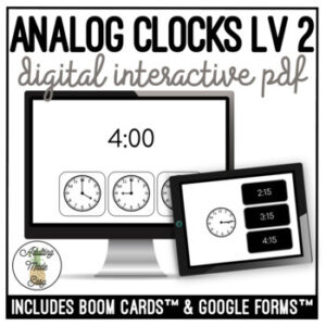Analog Clocks Level 2 Digital Interactive Activity