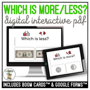 Which Is More or Less? Us Currency Digital Task Cards SS