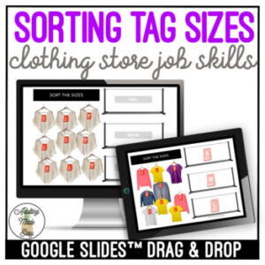 Sorting Clothing Tag Sizes Google Slides Activity