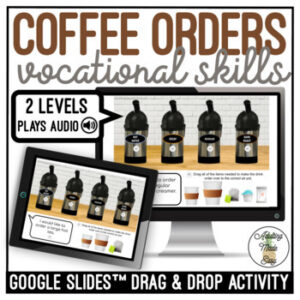 Coffee Orders Drag and Drop Google Slides Activity