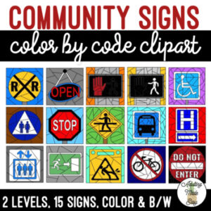 Community Signs Color by Code CLIPART