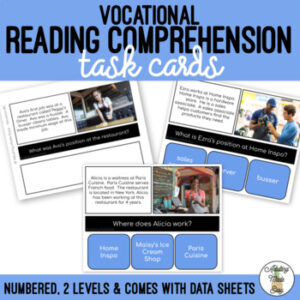 Vocation Simplified Reading Comprehension Task Cards