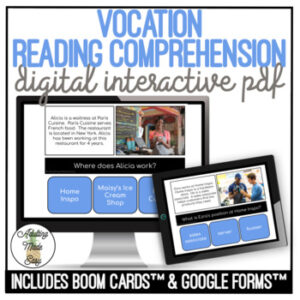 Vocation Simplified Reading Comprehension Digital Task Cards