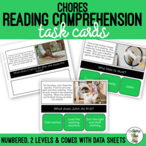 Chores Simplified Reading Comprehension Task Cards
