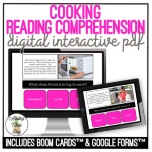 Cooking Simplified Reading Comprehension Digital Task Cards