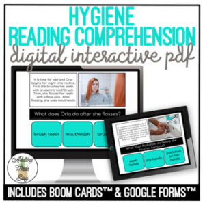 Hygiene Simplified Reading Comprehension Digital Task Cards