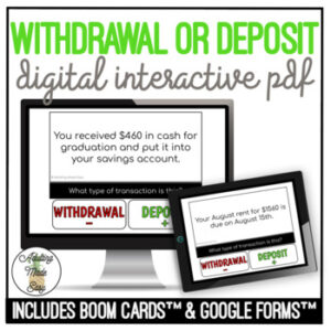 Withdrawal or Deposit Digital Task Cards