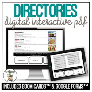 Reading Directories Digital Task Cards