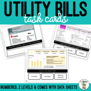 Reading Utility Bills Task Cards