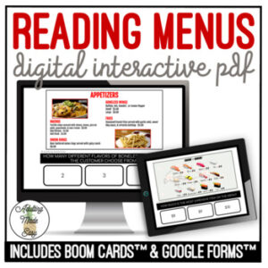 Reading Menus Digital Task Cards