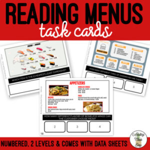 Reading Menus Task Cards