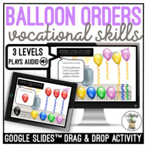 Balloon Orders Drag and Drop Google Slides Activity