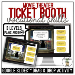 Movie Theater Ticket Booth Drag and Drop Google Slides Activity