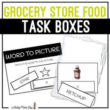 Grocery Store Food Task Boxes - Find The Word