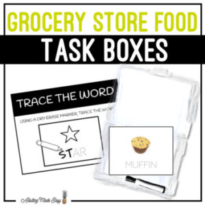 Grocery Store Food Task Boxes - Trace The Word
