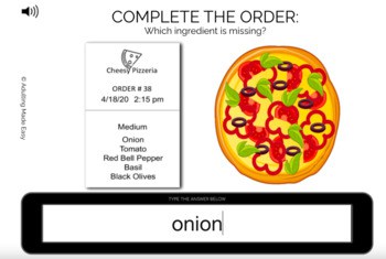 Complete the Order - Pizzeria - Typing Boom Cards - Image 2
