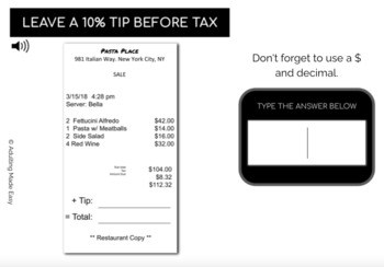 Calculating Tip - Before Tax #2 Typing Boom Cards - Image 3