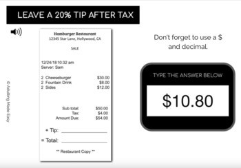 Calculating Tip - After Tax #1 Typing Boom Cards - Image 2