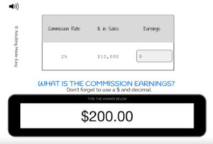 Pay Stub Math Calculating Commissions by % Typing Boom Cards