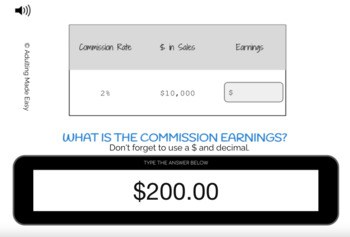 Pay Stub Math Calculating Commissions by % Typing Boom Cards - Image 2