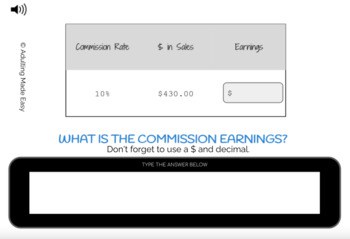 Pay Stub Math Calculating Commissions by % Typing Boom Cards - Image 3