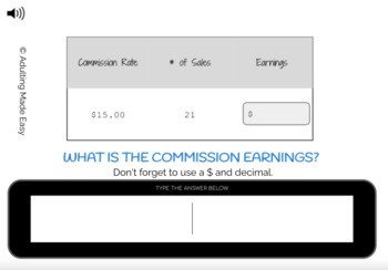 Pay Stub Math Calculating Commissions by $ Typing Boom Cards - Image 3