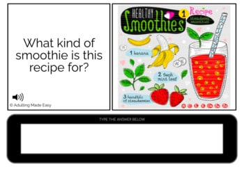 Reading Recipes Smoothies #2 Typing Boom Cards - Image 3