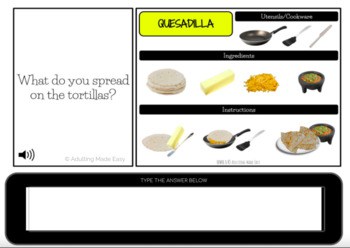 Reading Recipes Quesadilla Level 1 Typing Boom Cards - Image 3