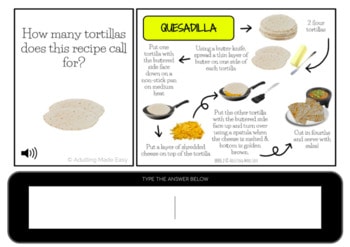 Reading Recipes Quesadilla Level 2 Typing Boom Cards - Image 3