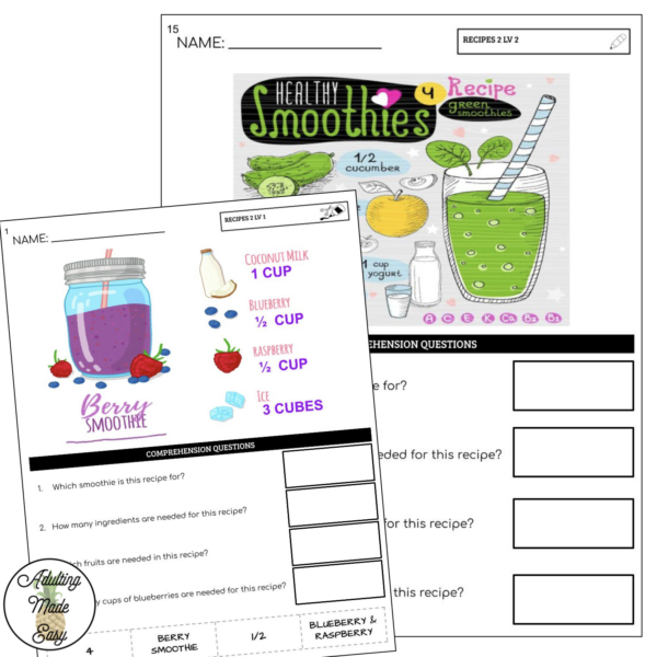 Reading Smoothie Recipes Worksheets - Image 4