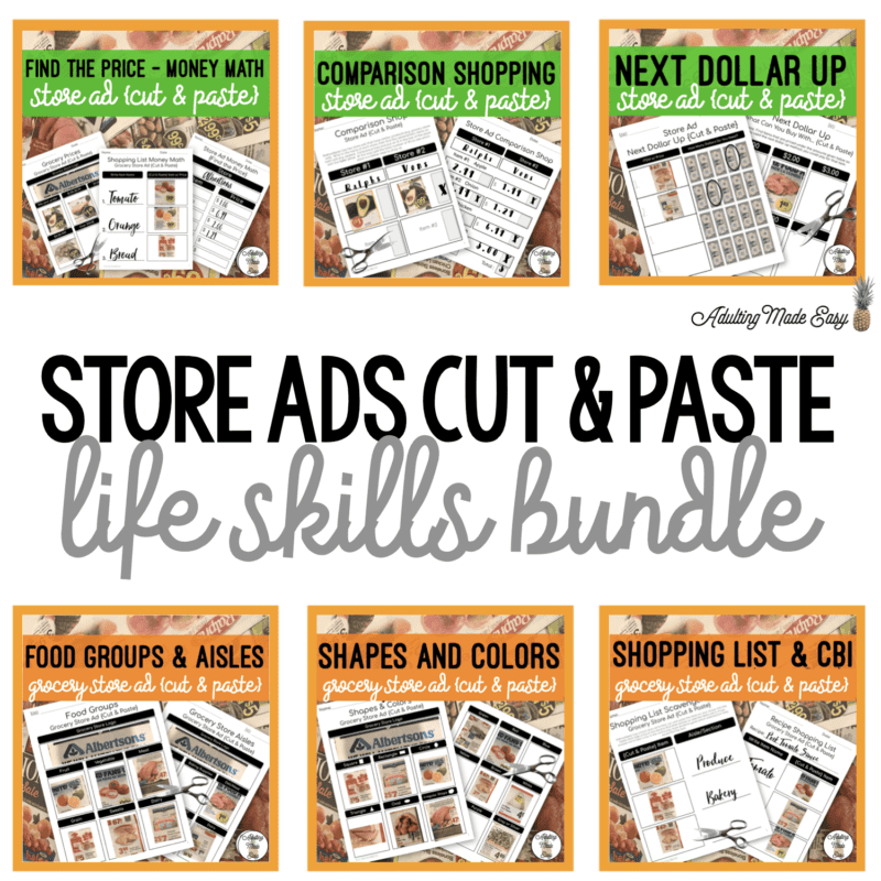 Store Ads Life Skills {Cut & Paste} Activities BUNDLE