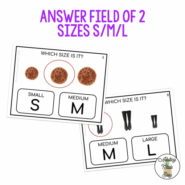 Sizes - Small Medium Large Field of 2 Task Cards - Image 2