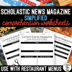 Simplified Worksheets for {Scholastic News} Magazine {Cut & Paste}