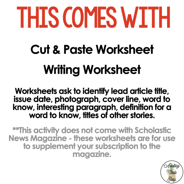 Simplified Worksheets for {Scholastic News} Magazine {Cut & Paste} - Image 4