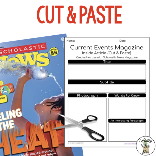 Simplified Worksheets for {Scholastic News} Magazine {Cut & Paste} - Image 3