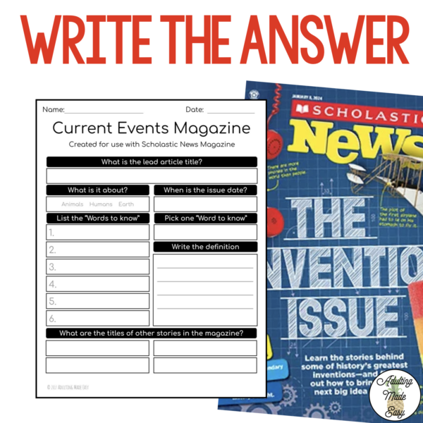 Simplified Worksheets for {Scholastic News} Magazine {Cut & Paste} - Image 2