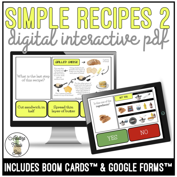 Reading Simple Recipes 2 Digital Interactive Activity