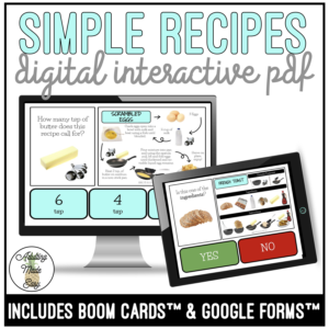 Reading Simple Recipes Digital Interactive Activity
