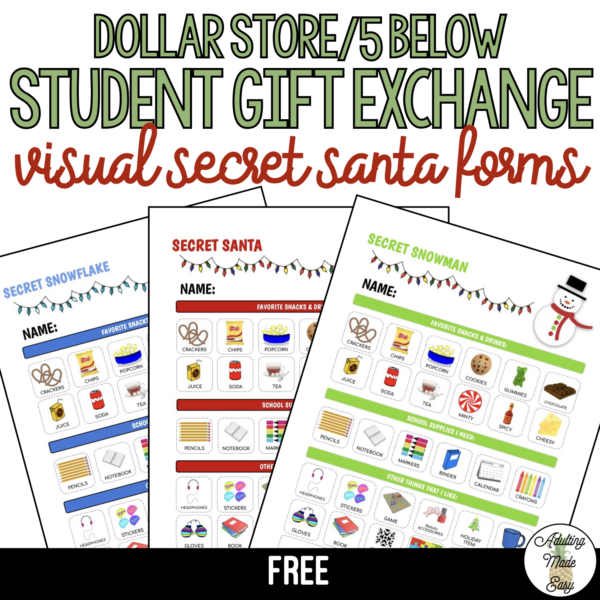 FREEBIE Visual Gift Exchange Secret Santa Forms